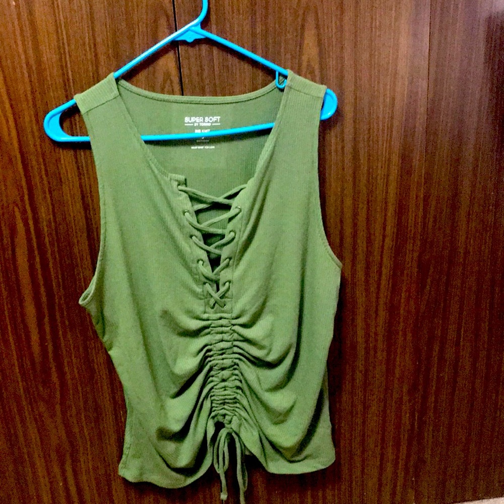 Olive green rib knit tank torrid size 3